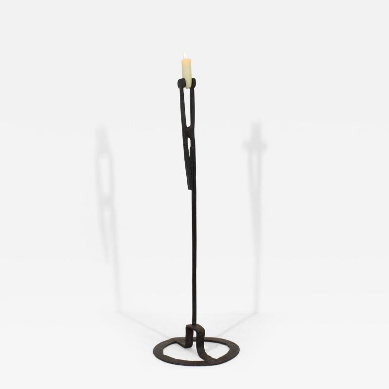 French 18th Century Hand Forged Iron Candleholder