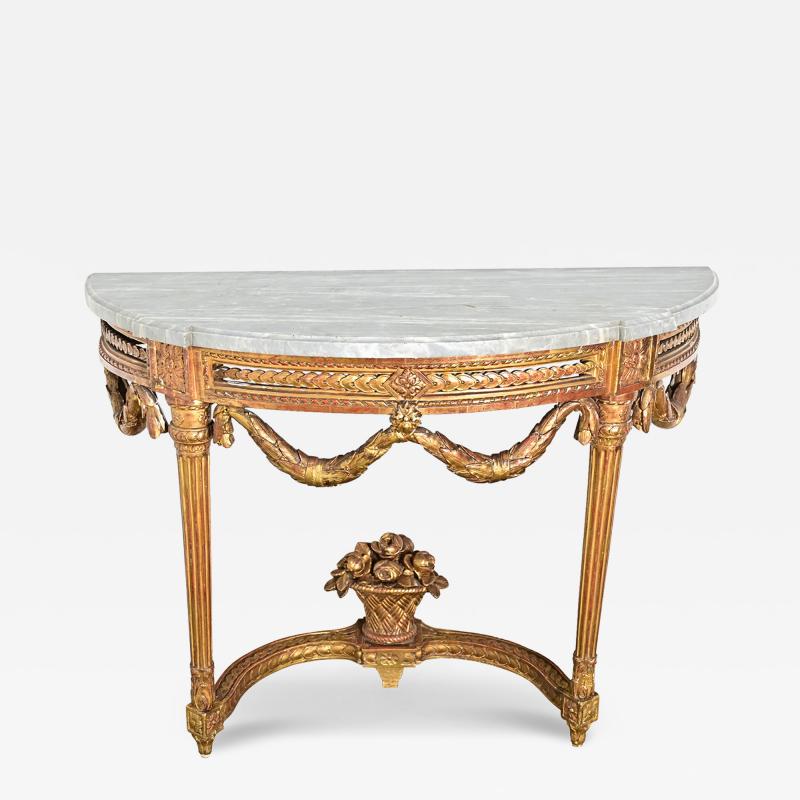 French 18th Century Louis XVI Period Demilune Console