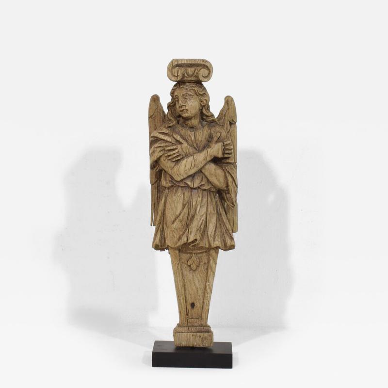 French 18th Century Neoclassical Hand Carved Oak Caryatid Angel Figure