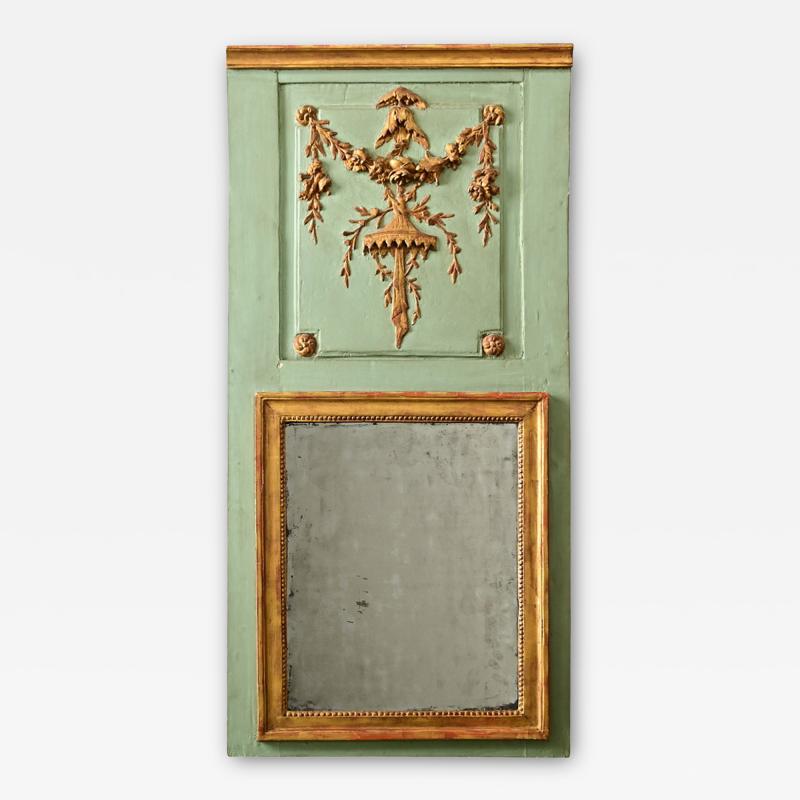 French 18th Century Painted Parcel Gilt Chinoiserie Trumeau