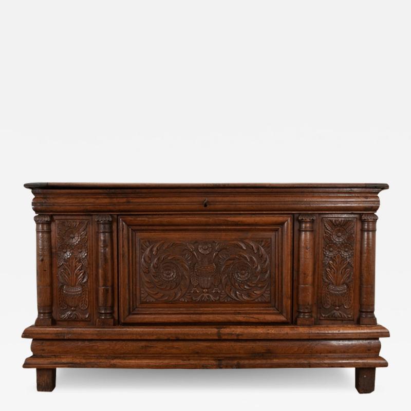 French 18th Century Solid Carved Oak Coffer