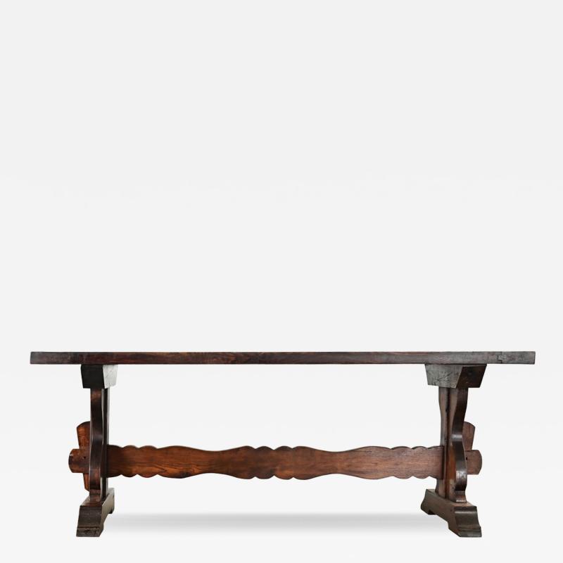 French 18th Century Solid Oak Trestle Dining Table