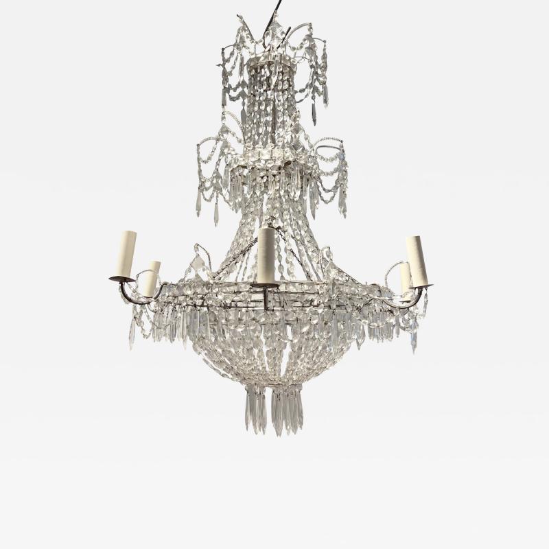 French 1920s Beaded Glass Chandelier