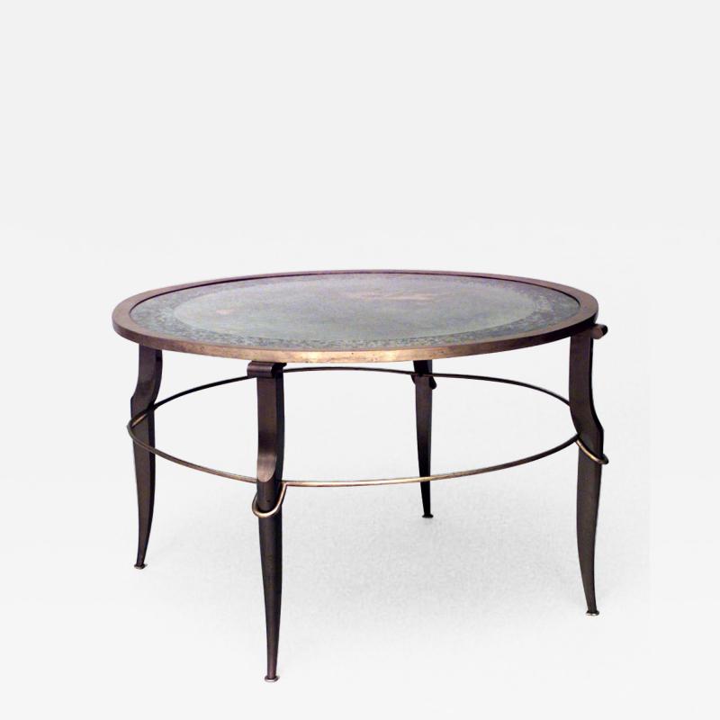 French 1940s Bronze and Brass Round Coffee Table