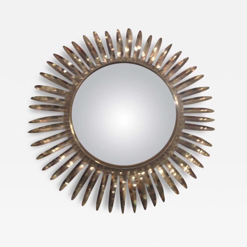 French 1950s Brass Starburst Mirror