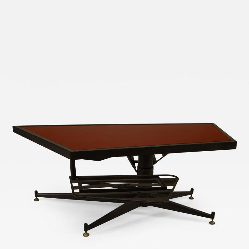 French 1950s Mid Century Modern Ebonized Metal Coffee Table