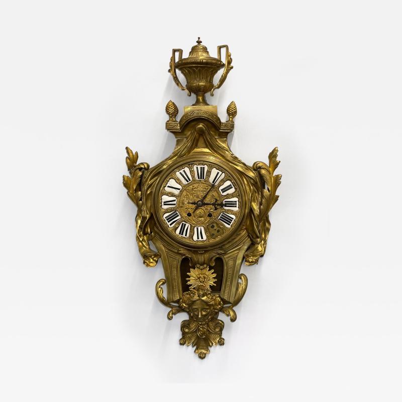 French 19th 20th Century Bronze Cartel Clock Figural Dore 