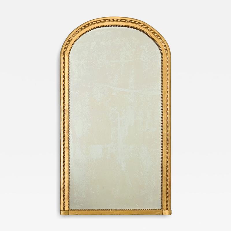 French 19th Century Arched Top Gold Gilt Mirror