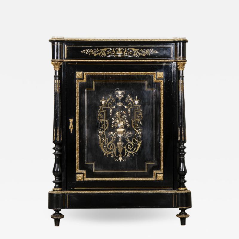 French 19th Century Black Lacquered Napoleon III Cabinet
