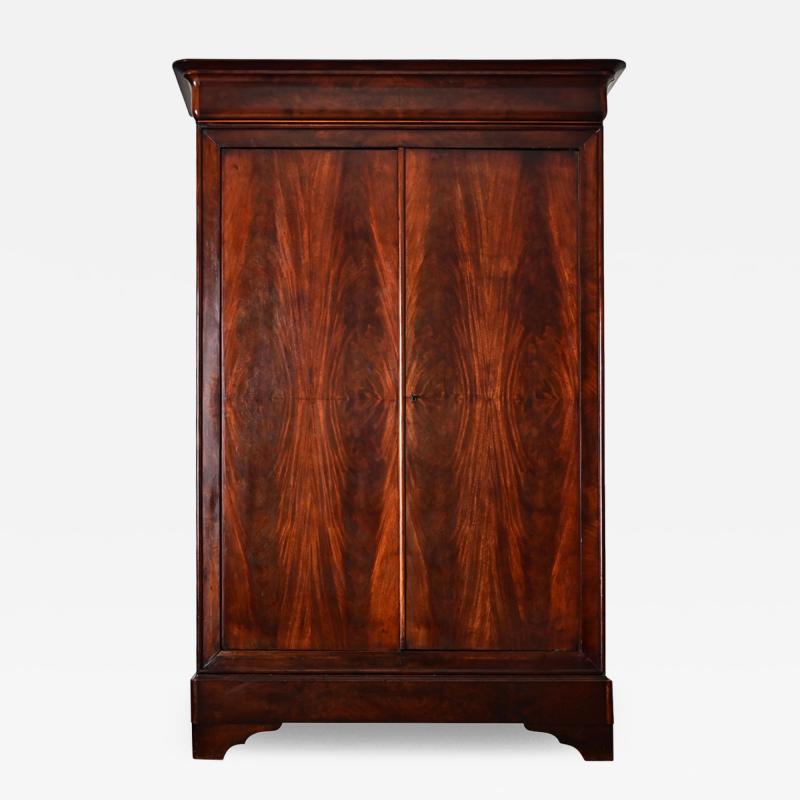 French 19th Century Bookmatched Mahogany Louis Philippe Armoire