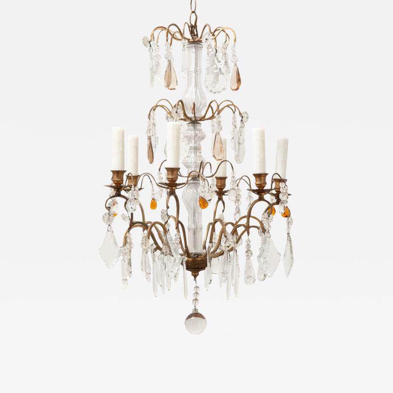 French 19th Century Brass Crystal Chandelier