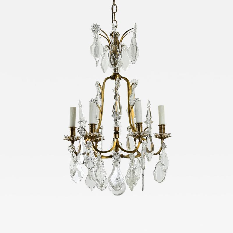 French 19th Century Brass Crystal Chandelier