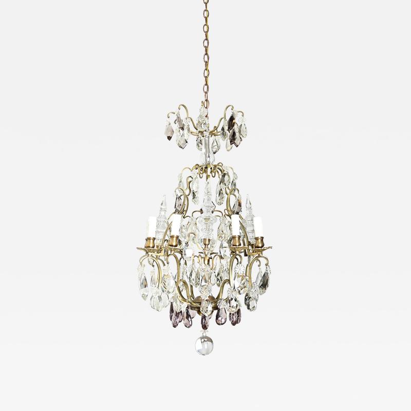 French 19th Century Brass Crystal Chandelier