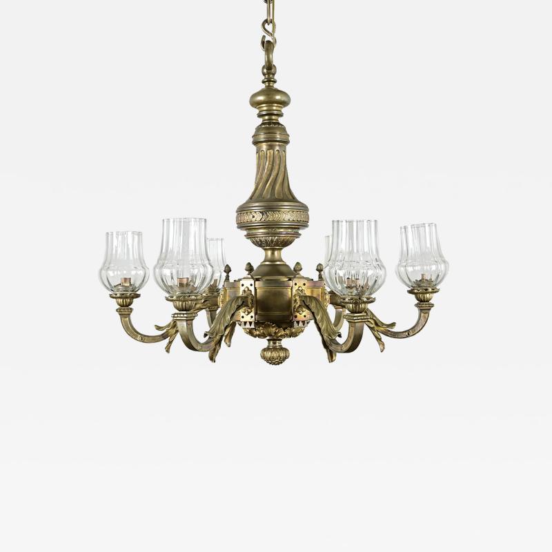 French 19th Century Bronze Glass Chandelier
