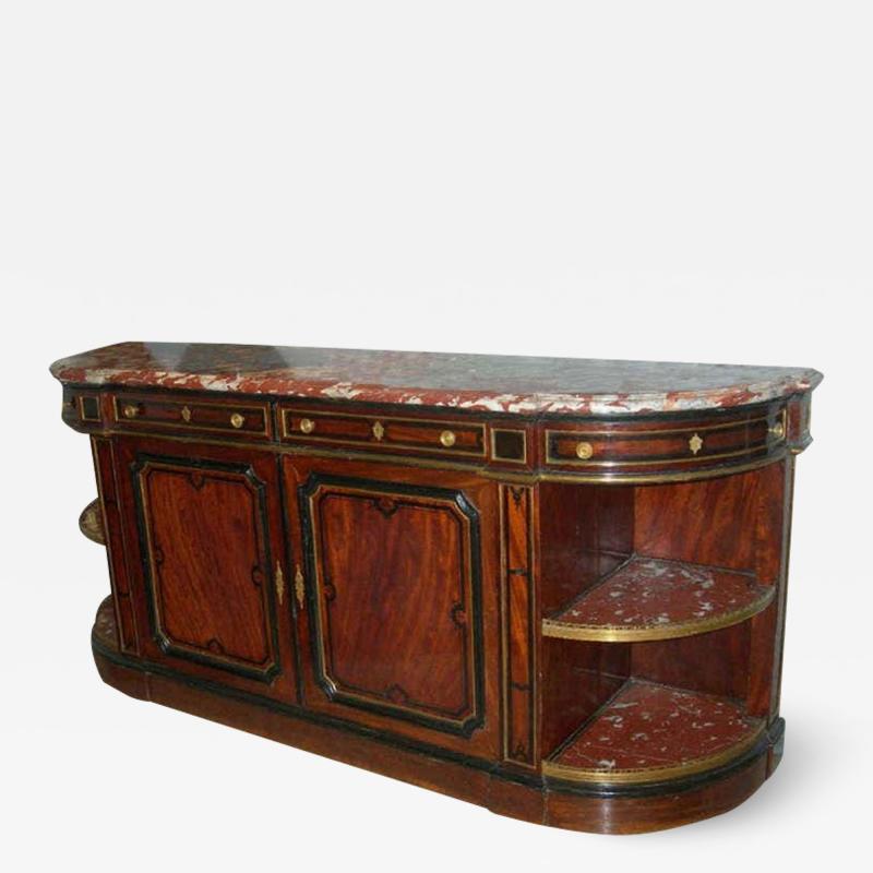 French 19th Century Buffet Enfilade with Marble Top Royal Rouge of Languedoc