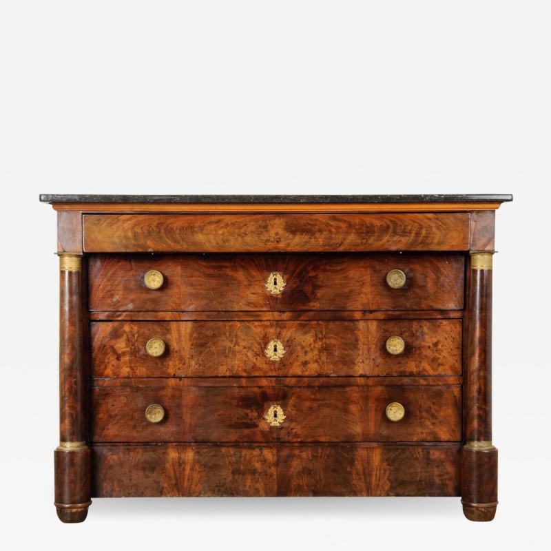 French 19th Century Burl Mahogany Empire Commode