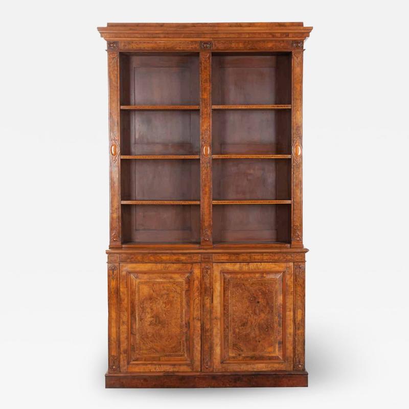 French 19th Century Burl Walnut Inlay Bibliotheque