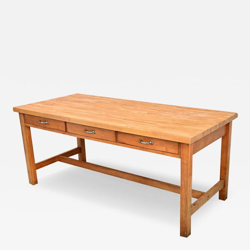 French 19th Century Butcher Block Dining Work Table