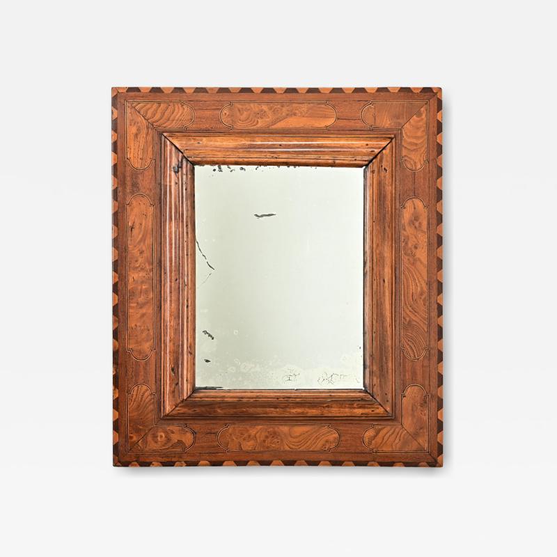 French 19th Century Carved and Inlay Burl Wood Mirror