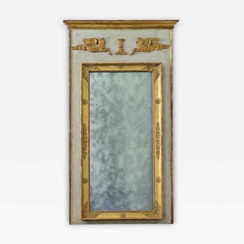 French 19th Century Empire Painted Gilt Trumeau Mirror
