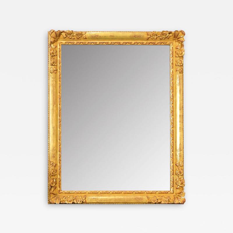 French 19th Century Floral Gold Gilt Mirror