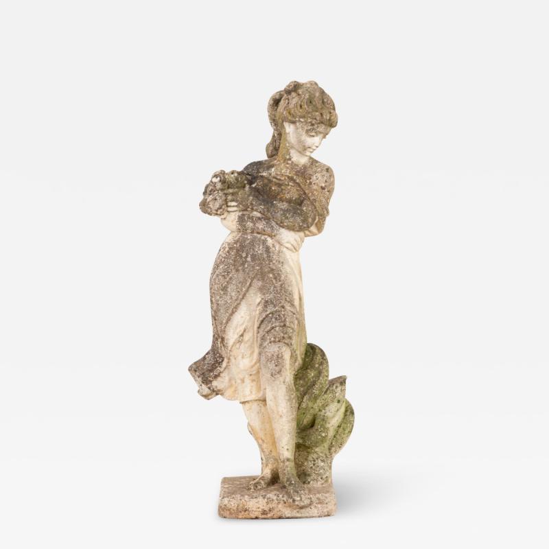 French 19th Century Garden Statue of a Maiden