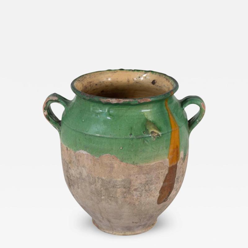French 19th Century Green Glaze Confit Pot