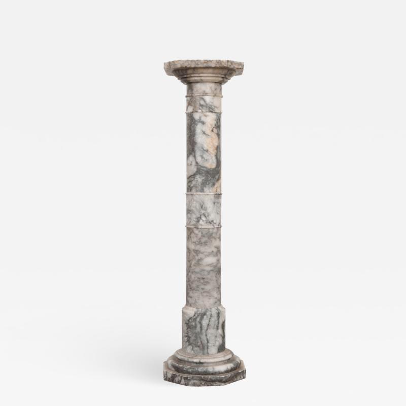 French 19th Century Grey and White Marble Pedestal