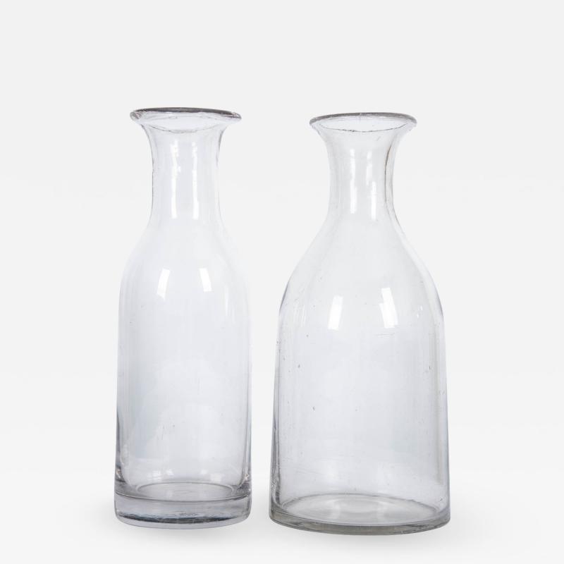 French 19th Century Hand Blown Glass Decanters