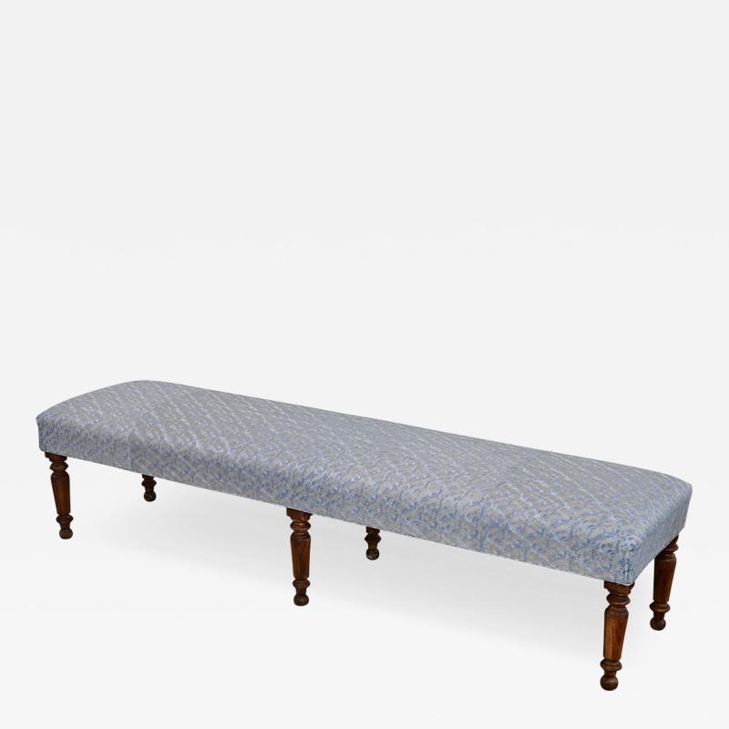 French 19th Century Long Bench in Fortuny Fabric