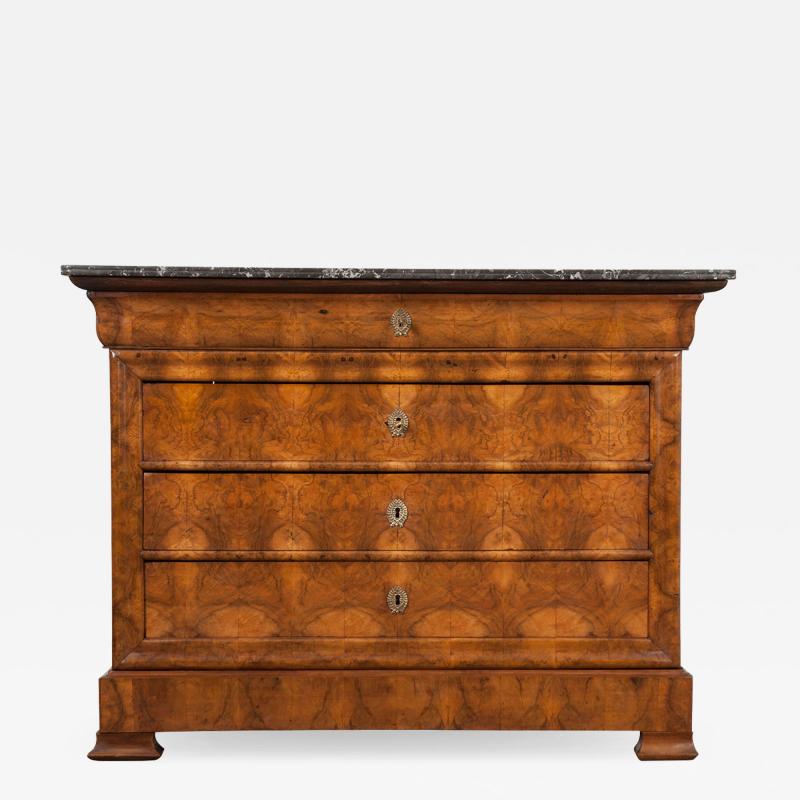 French 19th Century Louis Philippe Burled Elm Wood Commode