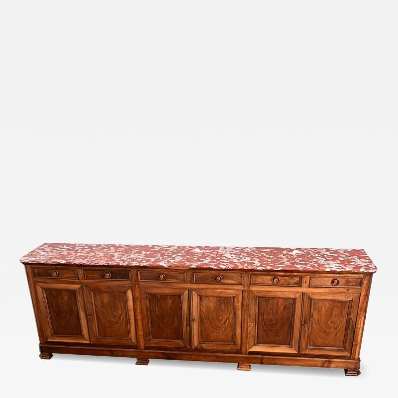 French 19th Century Louis Philippe Walnut Enfilade with Red Marble Top