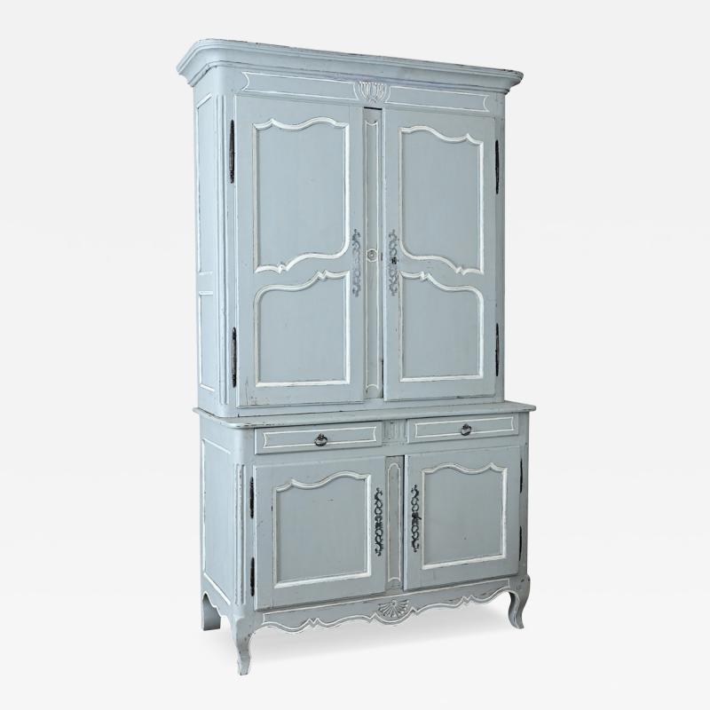 French 19th Century Louis XV Painted Buffet a Deux Corps
