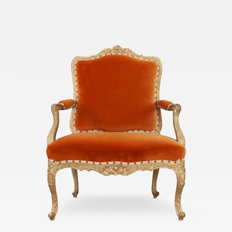 French 19th Century Louis XV Style Painted Fauteuil