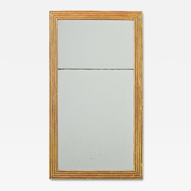 French 19th Century Louis XVI Style Reeded Gilt Mirror with Double Plates