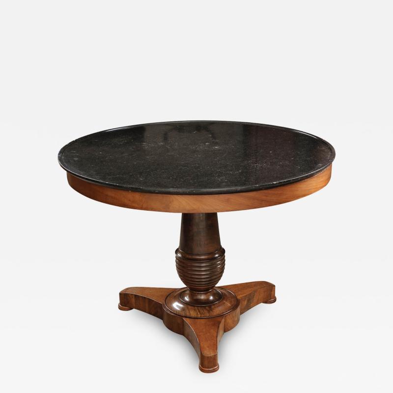 French 19th Century Mahogany Center Table with Pedestal Base