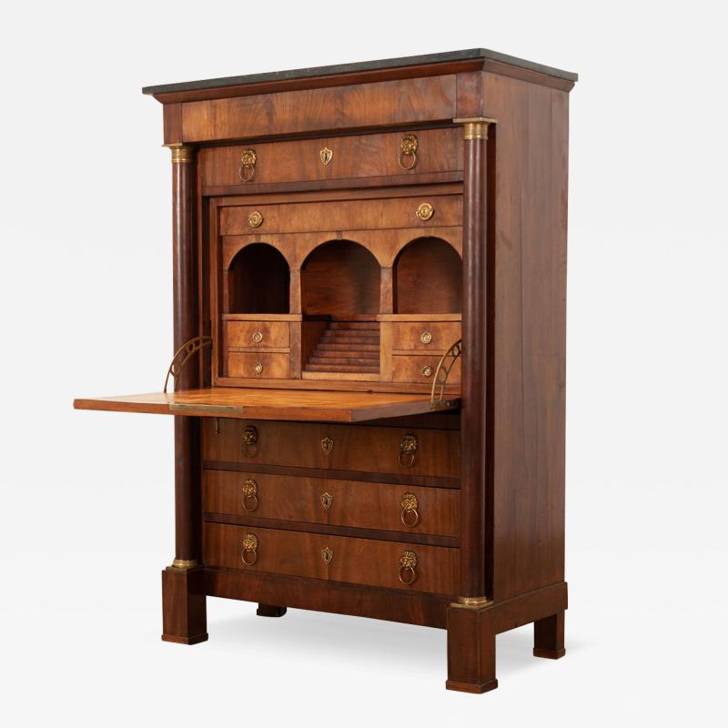 French 19th Century Mahogany Empire Secr taire Abattant