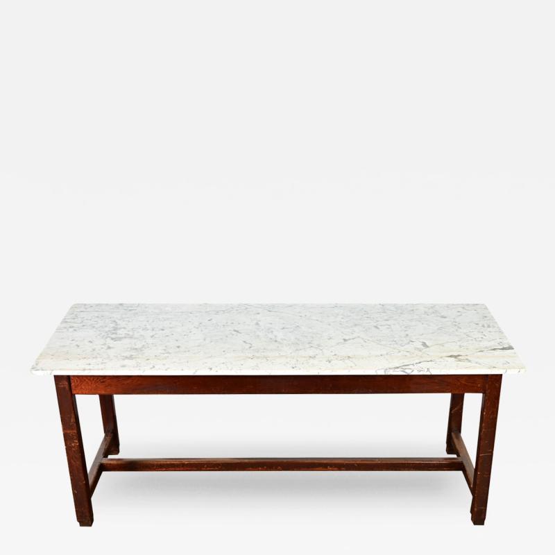 French 19th Century Marble Top Farm Table