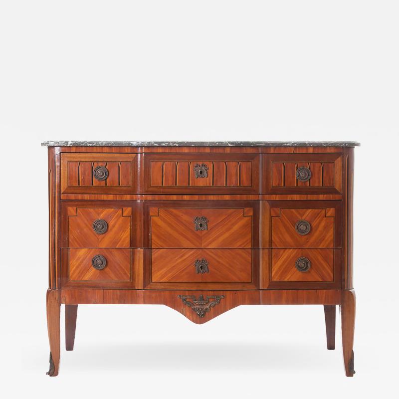 French 19th Century Marble Top Inlaid Commode