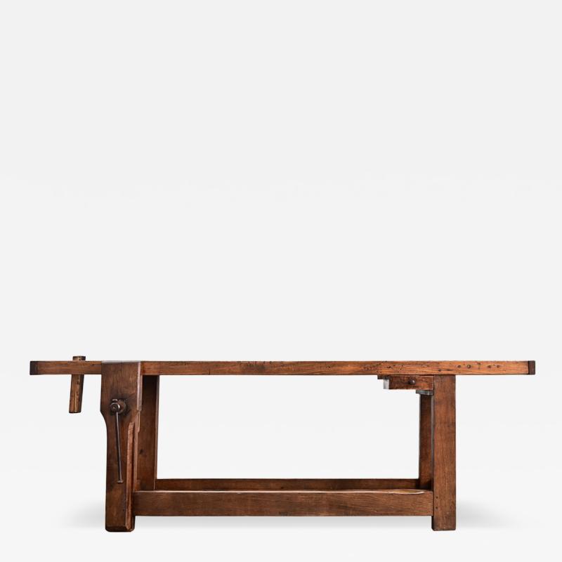 French 19th Century Oak Beech Artisan s Workbench