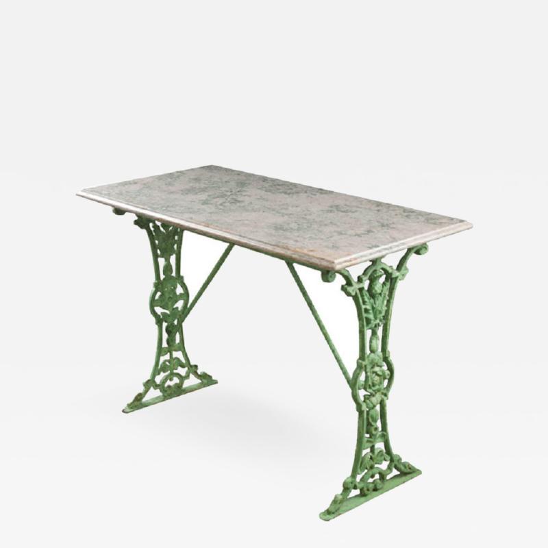 French 19th Century Painted Bistro Table with Marble Top