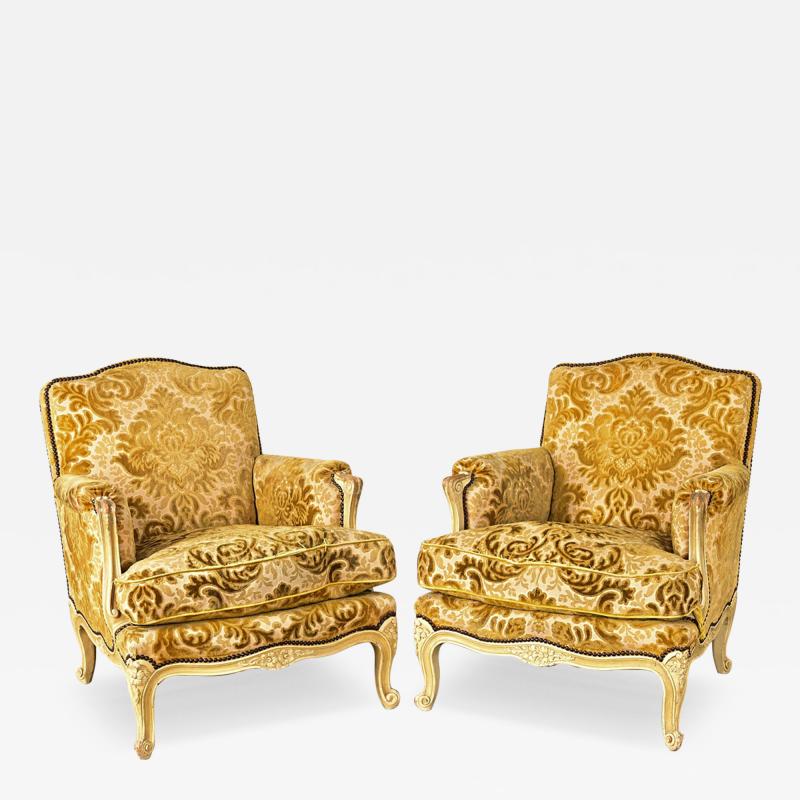 French 19th Century Pair of Louis XV Style Bergeres