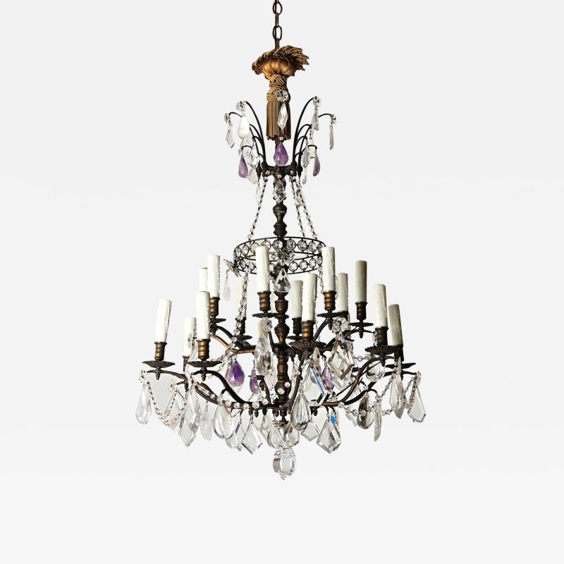 French 19th Century Rock Crystal and Amethyst Chandelier