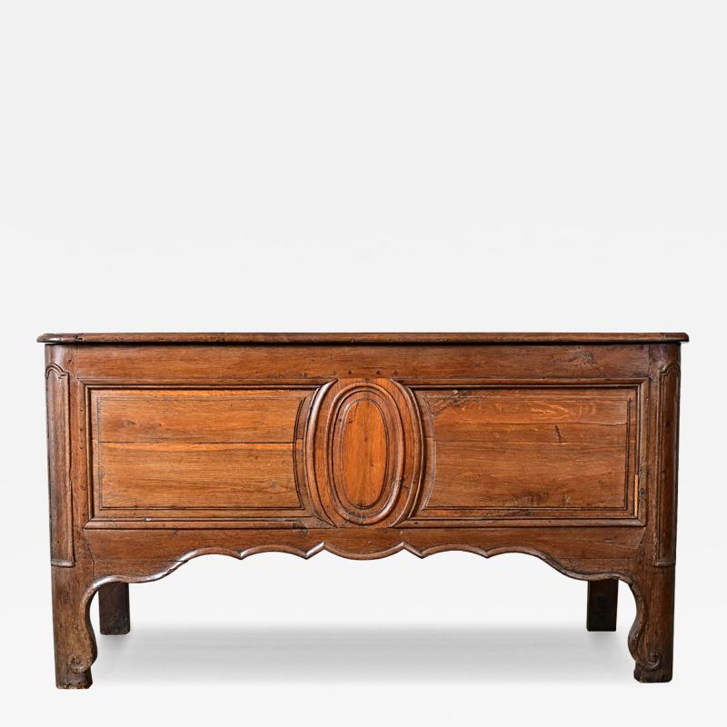 French 19th Century Solid Oak Carved Coffer