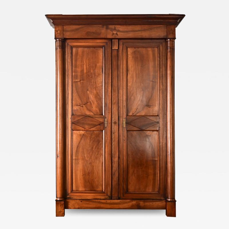 French 19th Century Solid Walnut Empire Armoire