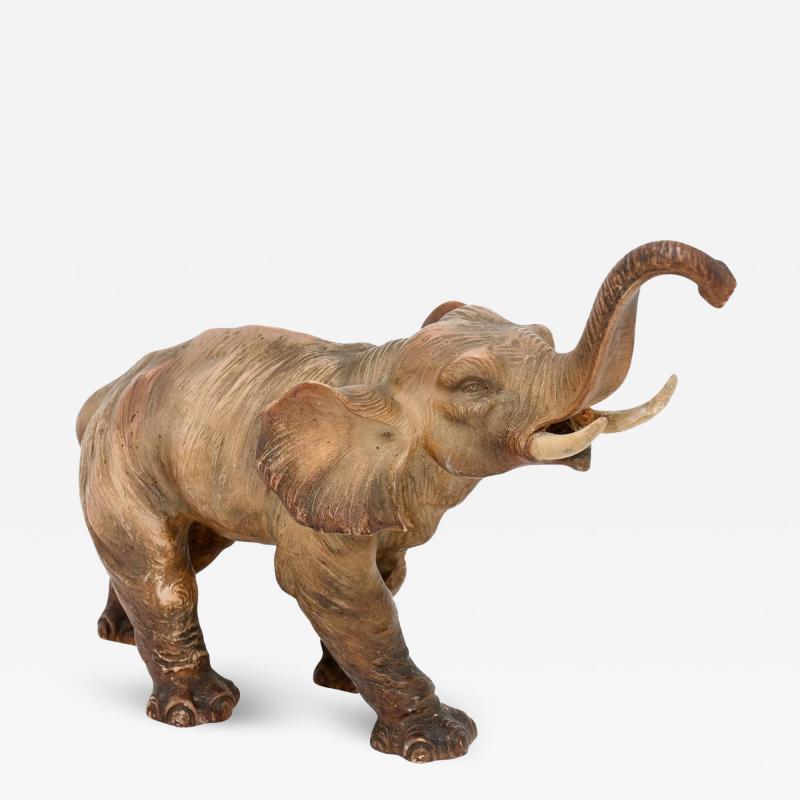 French 19th Century Terracotta Sculpture Depicting a Walking Asian Elephant