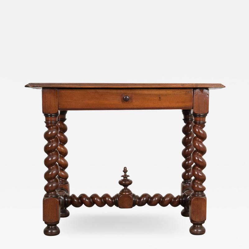 French 19th Century Walnut Barley Twist Writing Table