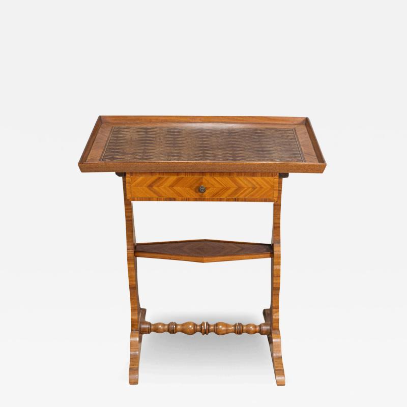 French 19th Century Walnut Cherry and Mahogany Tray Top Table with Marquetry