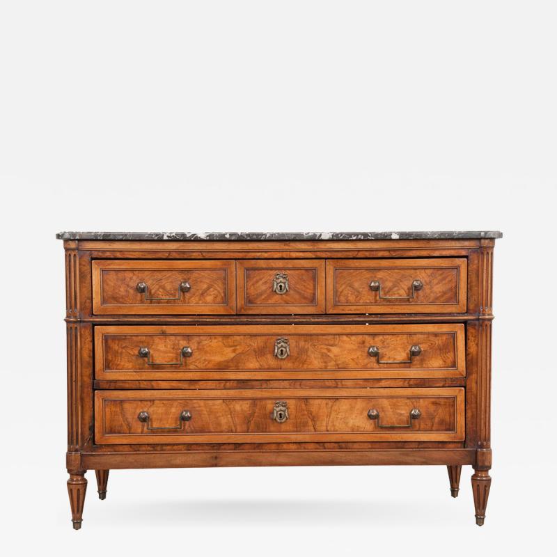 French 19th Century Walnut Marble Top Louis XVI Commode