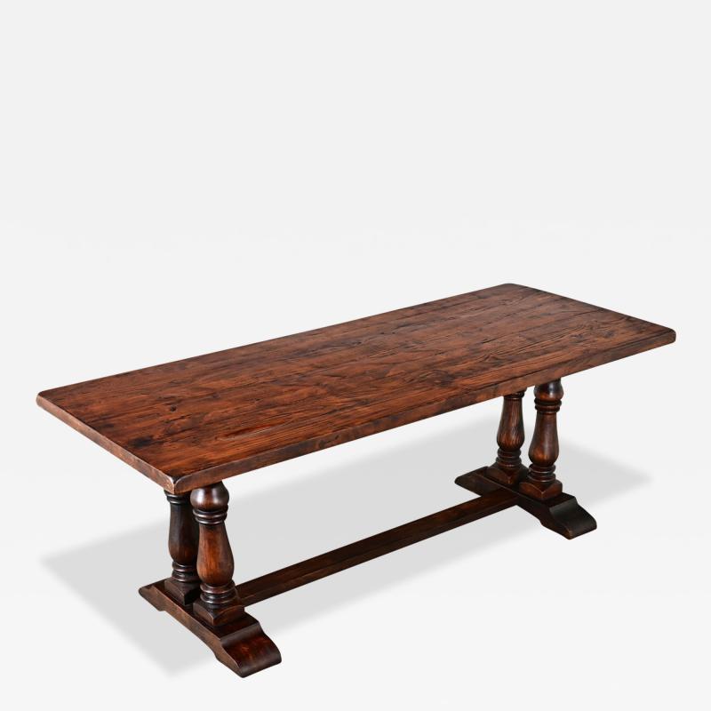 French 19th Century Walnut Oak Trestle Table